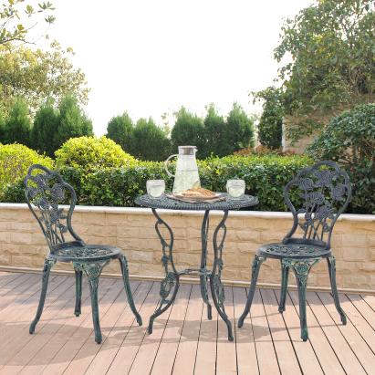 Set bistro gradina DinaV masa rotunda si 2  scaune verde [casa.pro] HausGarden Leisure