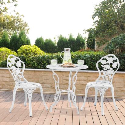 Set bistro gradina DinaW masa rotunda si 2  scaune alb [casa.pro] HausGarden Leisure
