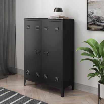 Dulap metalic Oripaa 110x75x33cm negru [en.casa] HausGarden Leisure