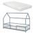 Pat copii Sisimiut HGW90 cu saltea 90 x 200 cm gri/alb [en.casa] HausGarden Leisure