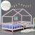 Pat copii design casuta cu saltea si gratar Treviolo 90 x 200 cm roz/alb [en.casa] HausGarden Leisure