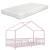 Pat copii design casuta cu saltea si gratar Treviolo 90 x 200 cm roz/alb [en.casa] HausGarden Leisure