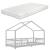 Pat copii design casuta cu saltea si gratar Treviolo 90 x 200 cm gri/alb [en.casa] HausGarden Leisure