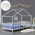Pat copii design casuta cu saltea si gratar Treviolo 90 x 200 cm gri/alb [en.casa] HausGarden Leisure