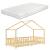 Pat copii Treviolo H90 cu saltea culoarea lemnului [en.casa] HausGarden Leisure