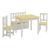 Masa cu 2 scaune si banca copii Lousame brad/MDF natur/alb [en.casa] HausGarden Leisure