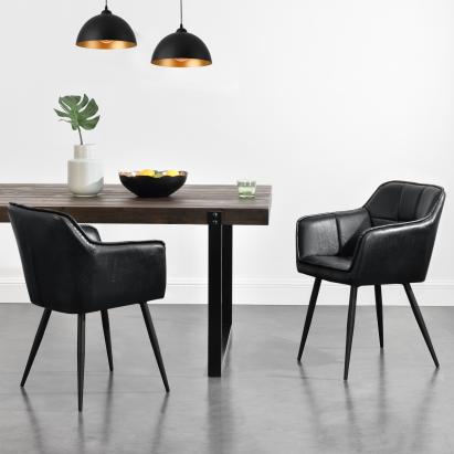Scaun bucatarie Birmingham 81x57x53cm negru [en.casa] HausGarden Leisure