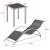 Set mobilier gradina Binetto 2 sezlonguri 1 masa gri/negru [en.casa] HausGarden Leisure