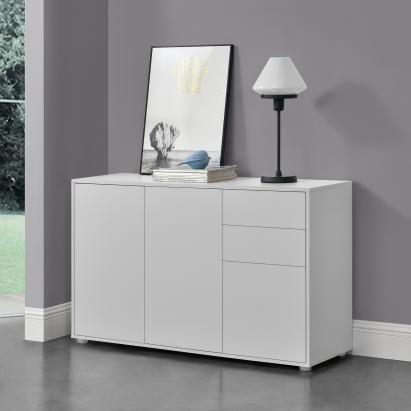 Comoda Paarl WM cu 3 usi si 2 sertare alb mat [en.casa] HausGarden Leisure