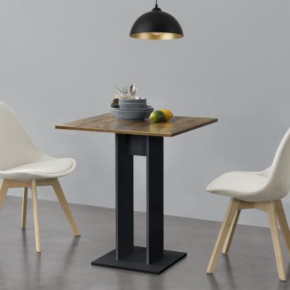 Masa bucatarie Lindesnes WOS efect lemn de nuc/negru [en.casa] HausGarden Leisure