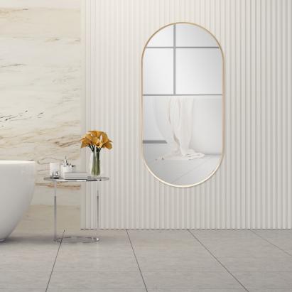 Oglinda de perete baie Corato  aluminiu auriu [en.casa] HausGarden Leisure
