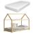 Pat copii Haus H cu saltea  70 x 140 cm 50 Kg culoarea lemnului [en.casa] HausGarden Leisure