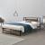 Pat cadru metalic Villach 209 x 144 x 85,5 cm negru/efect lemn de nuc [en.casa] HausGarden Leisure