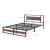 Pat cadru metalic Villach 209 x 144 x 85,5 cm negru/efect lemn de nuc [en.casa] HausGarden Leisure