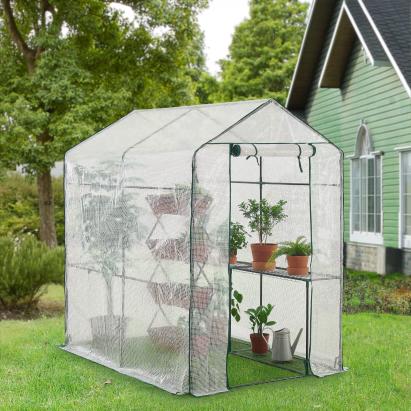 Solar gradina cu rafturi Oosterhout 120 x 186 x 190 cm transparent [en.casa] HausGarden Leisure