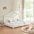 Pat casuta copii cu grilaj protectie Treviolo 140x200cm lemn alb mat lacuit [en.casa] HausGarden Leisure