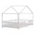 Pat copii design casuta Treviolo 120 x 200 cm lemn alb mat lacuit [en.casa] HausGarden Leisure