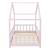 Pat copii design casuta Treviolo 90 x 200 cm lemn roz/alb [en.casa] HausGarden Leisure