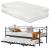 Pat metalic Skutskar S cu 2 saltele si pat suplimentar 90 x 200 cm negru [en.casa] HausGarden Leisure