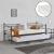 Pat metalic Skutskar S cu 2 saltele si pat suplimentar 90 x 200 cm negru [en.casa] HausGarden Leisure