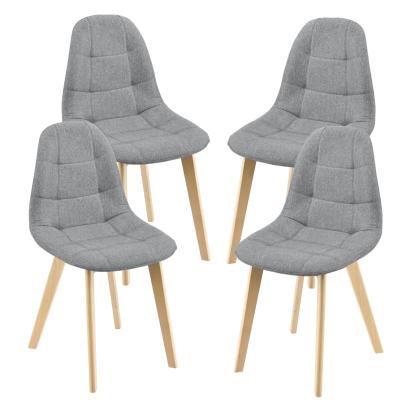 Scaune bucatarie Kopparberg HG2VE set 4 buc poliester/ fag gri deschis [en.casa] HausGarden Leisure