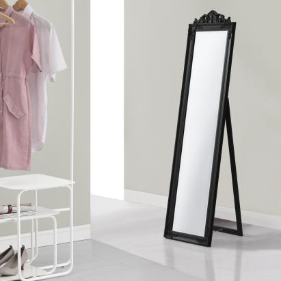 Oglinda de podea Arezzo S negru mat inclinabila cu suport [en.casa] HausGarden Leisure
