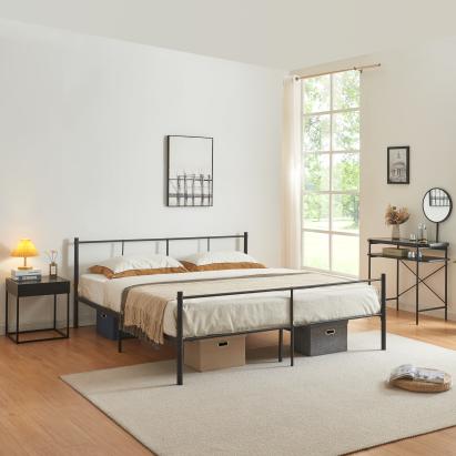 Pat rama metalica Laos S180 otel negru [en.casa] HausGarden Leisure