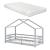 Pat copii KnattenHG cu saltea si grilaj protectie 90x200 cm gri deschis [en.casa] HausGarden Leisure