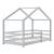 Pat copii KnattenHG cu saltea si grilaj protectie 90x200 cm gri deschis [en.casa] HausGarden Leisure
