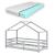 Pat copii KnattenHG cu saltea si grilaj protectie 70x140 cm gri deschis [en.casa] HausGarden Leisure