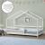 Pat copii KnattenW cu saltea si grilaj protectie 90x200 cm alb [en.casa] HausGarden Leisure