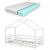 Pat copii KnattenW cu saltea si grilaj protectie 70x140 cm alb [en.casa] HausGarden Leisure