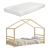Pat copii Ema H90 cu saltea forma casuta culoarea lemnului [en.casa] HausGarden Leisure