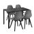 [en.casa] Set Xenia masa cu 4 scaune design, masa 105 x 60 cm, scaun 83 x 54 cm, sticla/metal/plastic, gri/negru HausGarden Leisure