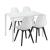 [en.casa] Set Xenia masa cu 4 scaune design, masa 105 x 60 cm, scaun 83 x 54 cm, sticla/metal/plastic, alb/negru HausGarden Leisure