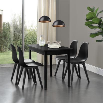 [en.casa]® Set patru bucati scaune design Ava, 83 x 54 x 48 cm, plastic, negru HausGarden Leisure