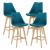 Scaune bar Lublin T set 4 buc plastic/imitatie piele/lemn turcoaz [en.casa] HausGarden Leisure