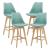 Scaune bar Lublin V set 4 buc plastic/imitatie piele/lemn verde [en.casa] HausGarden Leisure