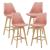 Scaune bar Lublin R set 4 buc plastic/imitatie piele/lemn roz [en.casa] HausGarden Leisure