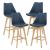 Scaune bar Lublin A set 4 buc plastic/imitatie piele/lemn albastru [en.casa] HausGarden Leisure