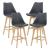 Scaune bar Lublin G set 4 buc plastic/imitatie piele/lemn gri [en.casa] HausGarden Leisure