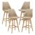 Scaune bar Lublin B set 4 buc plastic/imitatie piele/lemn bej [en.casa] HausGarden Leisure