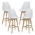 Scaune bar Lublin W set 4 buc plastic/imitatie piele/lemn alb [en.casa] HausGarden Leisure