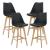 Scaune bar Lublin S set 4 buc plastic/imitatie piele/lemn negru [en.casa] HausGarden Leisure