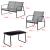 Set mobilier gradina Palencia HG  masa 2 scaune banca gri deschis/negru [en.casa] HausGarden Leisure