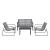 Set mobilier gradina Palencia HG  masa 2 scaune banca gri deschis/negru [en.casa] HausGarden Leisure