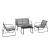 Set mobilier gradina Palencia HG  masa 2 scaune banca gri deschis/negru [en.casa] HausGarden Leisure