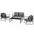 Set mobilier gradina LerumS masa 2 scaune canapea negru/gri inchis [casa.pro] HausGarden Leisure