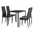 Set Hamburg masa cu 4 scaune otel sticla imitatie piele negru [en.casa] HausGarden Leisure
