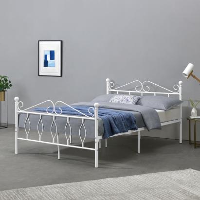Pat metalic Apolda 140x200 cm 200 Kg alb mat [en.casa] HausGarden Leisure